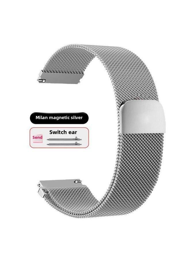 Generic - For HuaweiWatch4/GT3Pro Magnetic Watch Strap GT2 Breathable Metal Milanese Replacement Wristband-Color:Milan Magnetic-silver-[22mm Interface] For HuaweiGt2e (dial 46mm) - Image 1