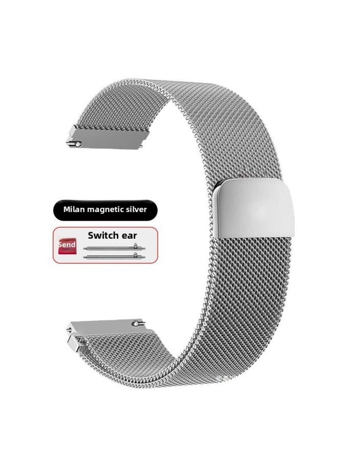 Generic - For HuaweiWatch4/GT3Pro Magnetic Watch Strap GT2 Breathable Metal Milanese Replacement Wristband-Color:Milan Magnetic-silver-[22mm Interface] For HuaweiGt2e (dial 46mm) - Image 1