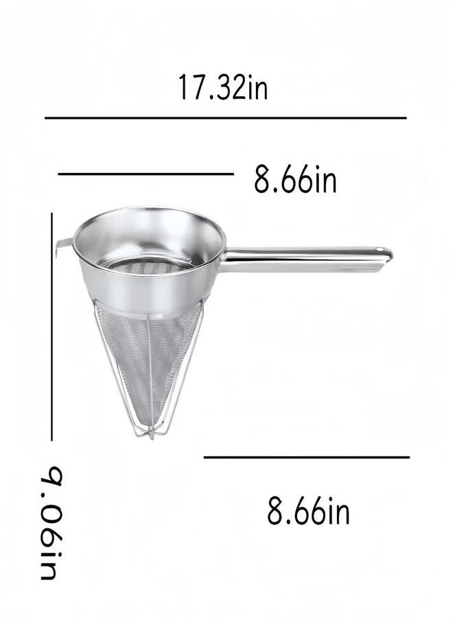 HugeLooy 8-Inch Stainless Steel Fine Mesh Chinois Strainer, Large Strainer Reinforced Bouillon Strainer for Sauces, Soups, Purees, Pastes, Jelly, Custard, Curds and etc. - Image 2