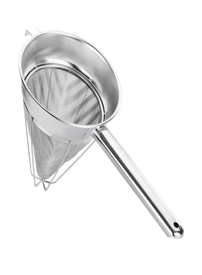 HugeLooy 8-Inch Stainless Steel Fine Mesh Chinois Strainer, Large Strainer Reinforced Bouillon Strainer for Sauces, Soups, Purees, Pastes, Jelly, Custard, Curds and etc. - Image 1