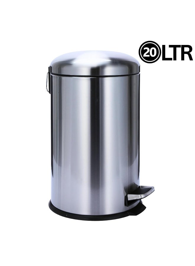 AKC 20L Stainless Steel Kitchen Pedal Bin - Large Trash Can with Dome Lid, Matte Finish, Soft-Close & Anti-Fingerprint - Image 2