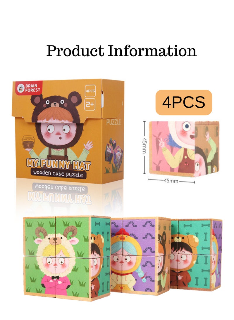 kid's wooden puzzle 3D three-dimensional handmade diy wooden cartoon pattern educational toy gift - Image 2