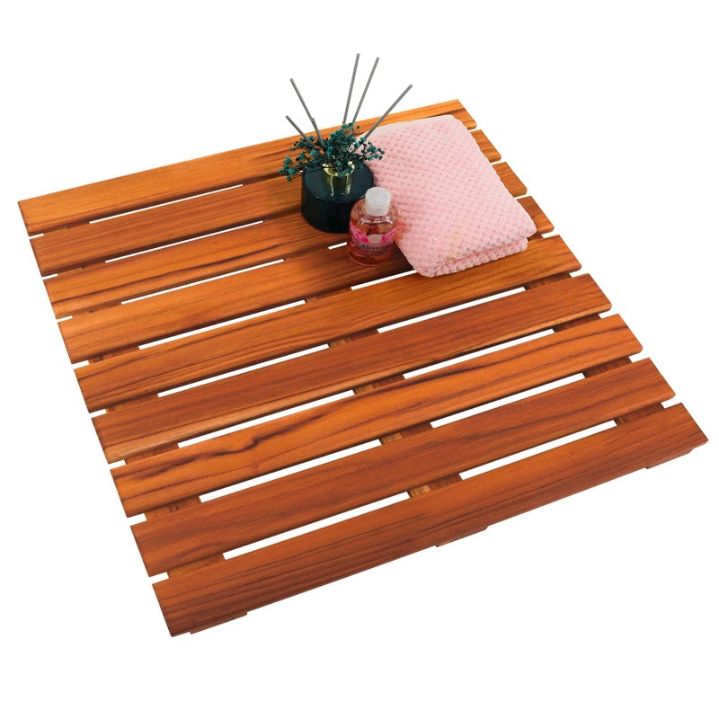 VaeFae VaeFae Teak Shower Mat NonSlip Bath Mat Luxury Spa Mat Wooden Mat for Bathtub 20 x 20 in 