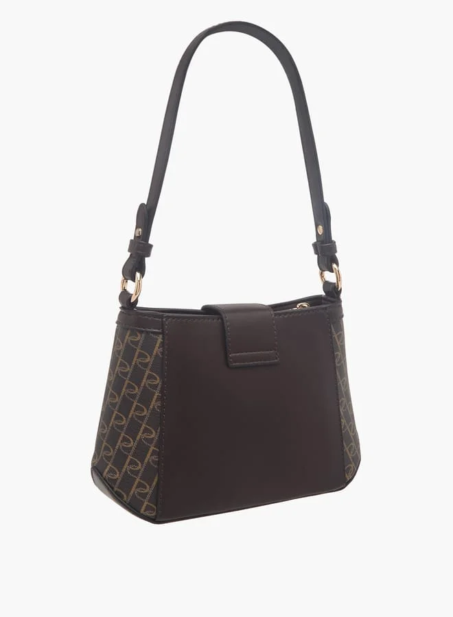 Paprika Women's Monogram Print Crossbody Bag with Adjustable Strap