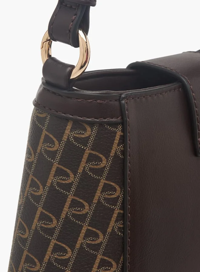 Paprika Women's Monogram Print Crossbody Bag with Adjustable Strap