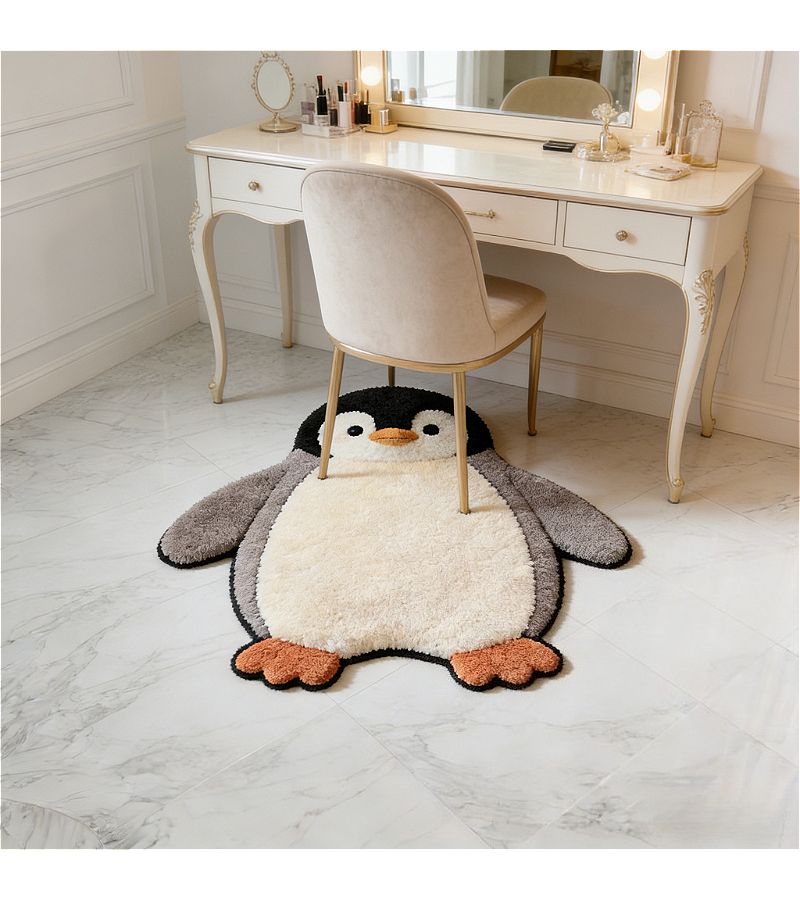 Imitation Cashmere 900G 9Mm 2D Flat Cute Penguin Shaped Carpet 70x80cm - Image 4