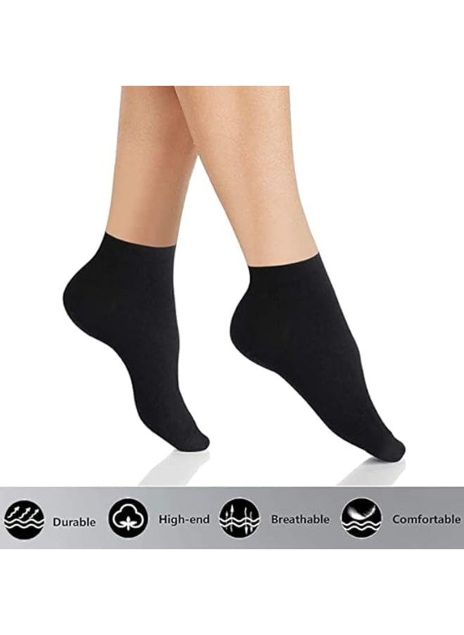 Be-Queen - 6 Pairs Women's Short Ankle Athletic Socks Cotton Spandex Sport Sock for Ladies free size EU 36 to 42 (BLACK 6 Pairs,6) - Image 1