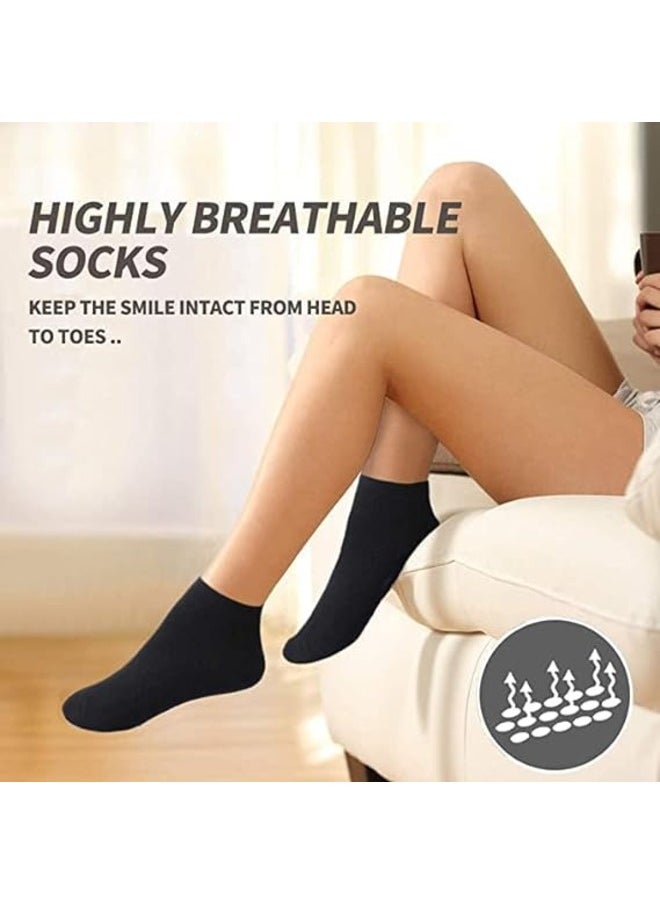 Be-Queen - 6 Pairs Women's Short Ankle Athletic Socks Cotton Spandex Sport Sock for Ladies free size EU 36 to 42 (BLACK 6 Pairs,6) - Image 1