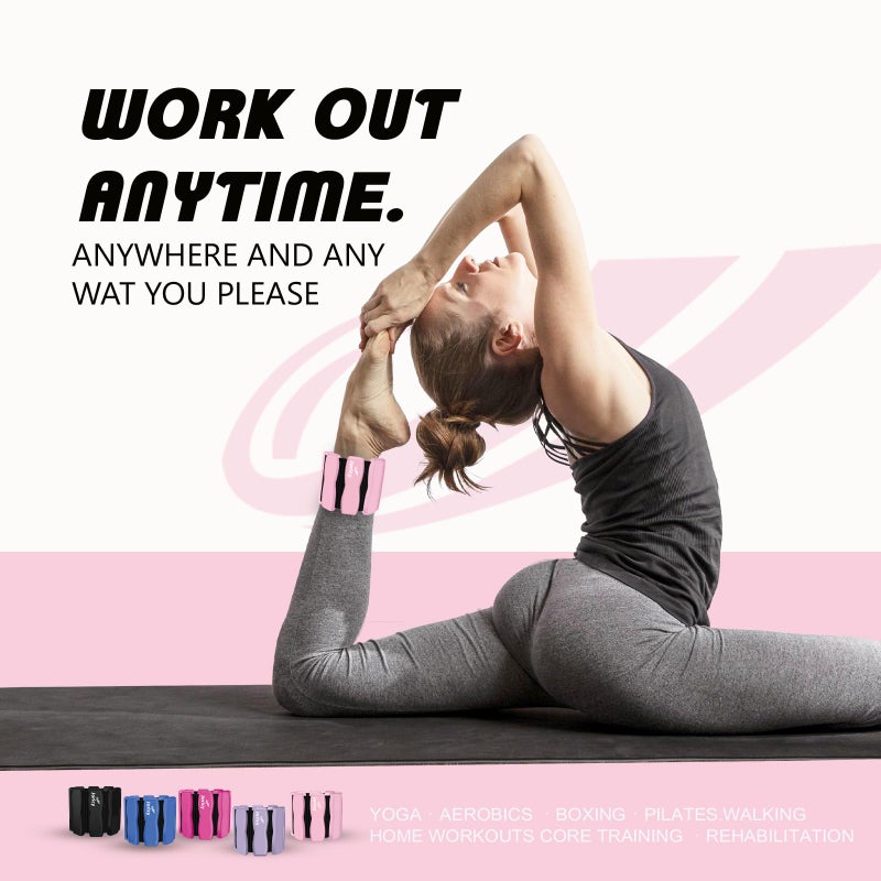 JORICY Wrist Ankle Weights for Women Men, Leg Arm Wrist Weights Bangles 1lb*2 Wearable Weights Pilates Weighted Bracelet for Strength Training Walking Swimming Yoga Physical Therapy Pink - Image 5