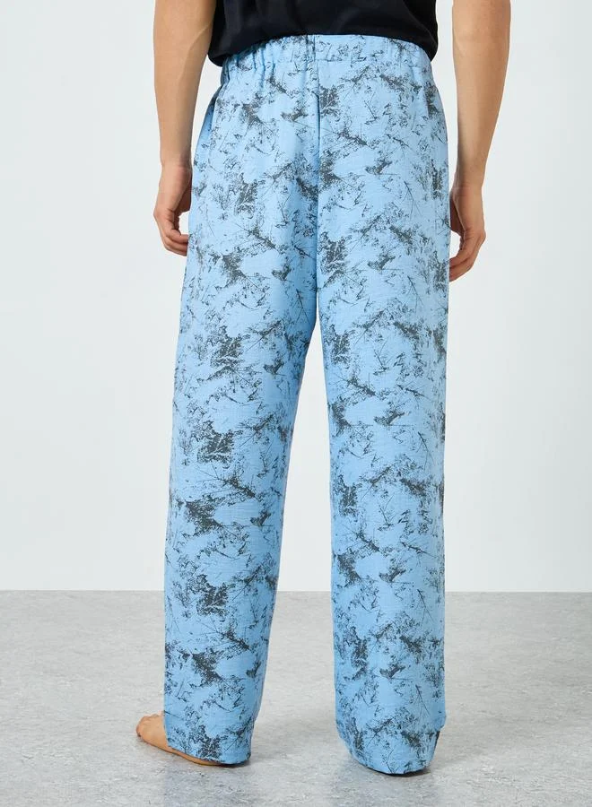 Styli  Men Blue Relaxed Fit Printed Pyjama Pants for Men | Best Price UAE