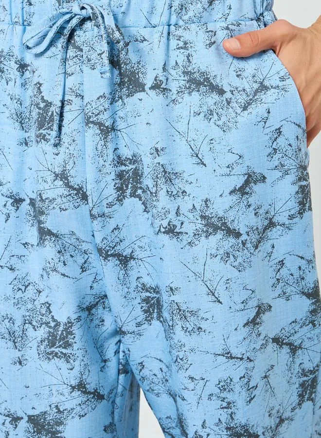Styli  Men Blue Relaxed Fit Printed Pyjama Pants for Men | Best Price UAE