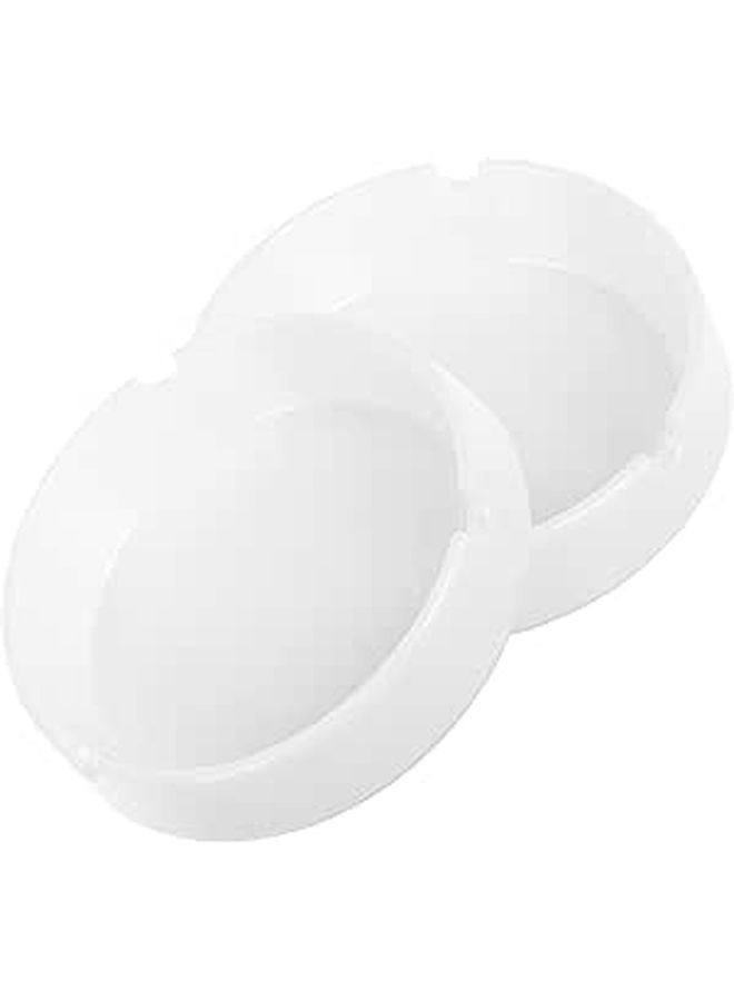 Unbreakable White Plastic Ashtray Set of 2 Round Ash Holder Lightweight Melamine for Home Office Outdoor Patio - Image 1
