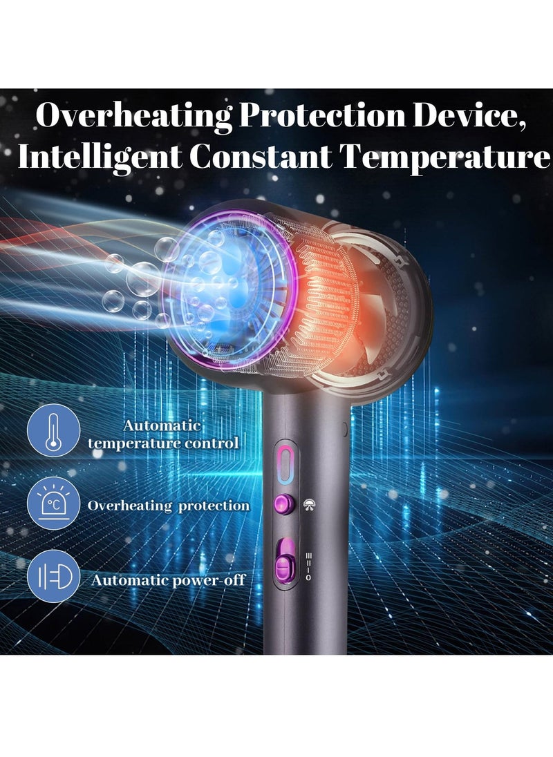 عام Ionic Hair Dryer 2400W with Diffuser, Professional Electric Hairdryer with Powerful AC Motor, Salon Blow Dryer with Hot/Cold on and 3 Temperature Settings, for Women and Men (Grey) - Image 3