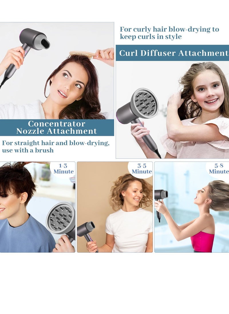 عام Ionic Hair Dryer 2400W with Diffuser, Professional Electric Hairdryer with Powerful AC Motor, Salon Blow Dryer with Hot/Cold on and 3 Temperature Settings, for Women and Men (Grey) - Image 4