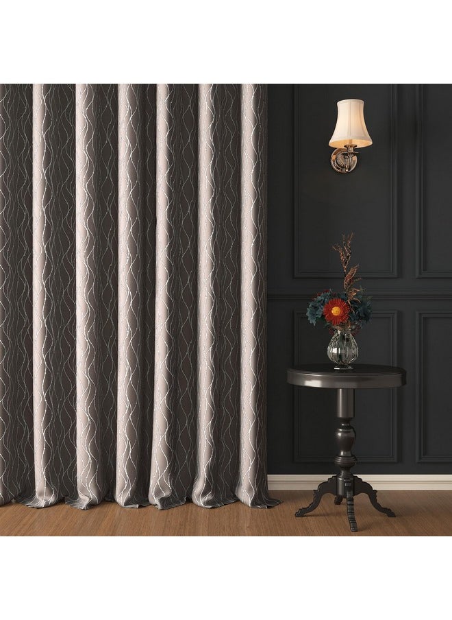 Story@Home Story@Home Blackout Door Curtains 7 Feet Set of 3 | Curvy Line Dot Design | 92% Room Darkening | Thermal Insulated Curtains | Curtain for Living Room | (116 x 215 cm, Grey) | Perfect for Home Decor  - Image 4