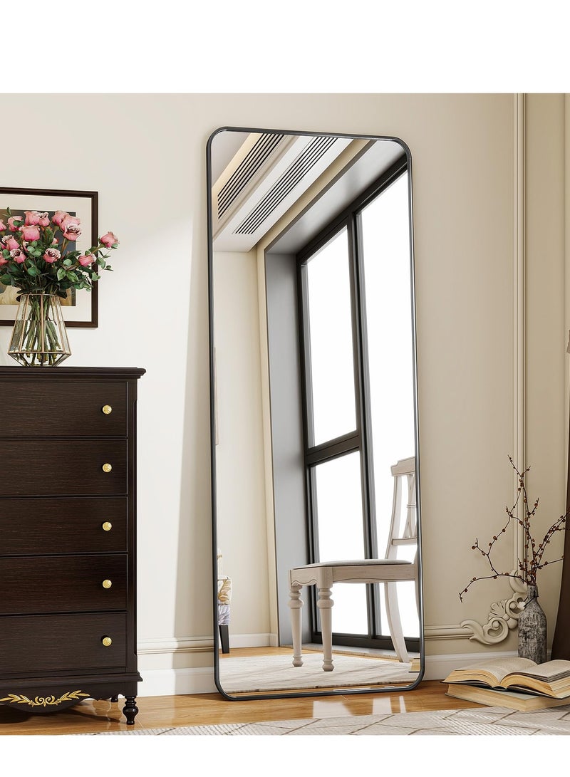 Bluejw Full Length Mirror Floor Mirrors with Aluminum Alloy Frame Free-Standing Leaning Large Bedroom Dressing Mirror Full Body Mirror Standing Mirror Wall Mounted Mirror Makeup Mirror for Living Room Silver Black - Image 2