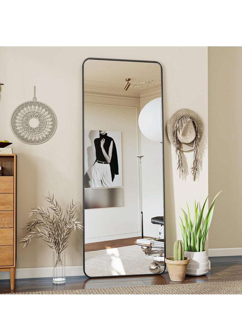 Bluejw Full Length Mirror Floor Mirrors with Aluminum Alloy Frame Free-Standing Leaning Large Bedroom Dressing Mirror Full Body Mirror Standing Mirror Wall Mounted Mirror Makeup Mirror for Living Room Silver Black - Image 4