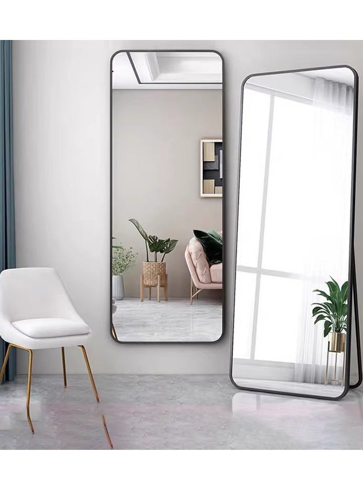 Bluejw Full Length Mirror Floor Mirrors with Aluminum Alloy Frame Free-Standing Leaning Large Bedroom Dressing Mirror Full Body Mirror Standing Mirror Wall Mounted Mirror Makeup Mirror for Living Room Silver Black - Image 1