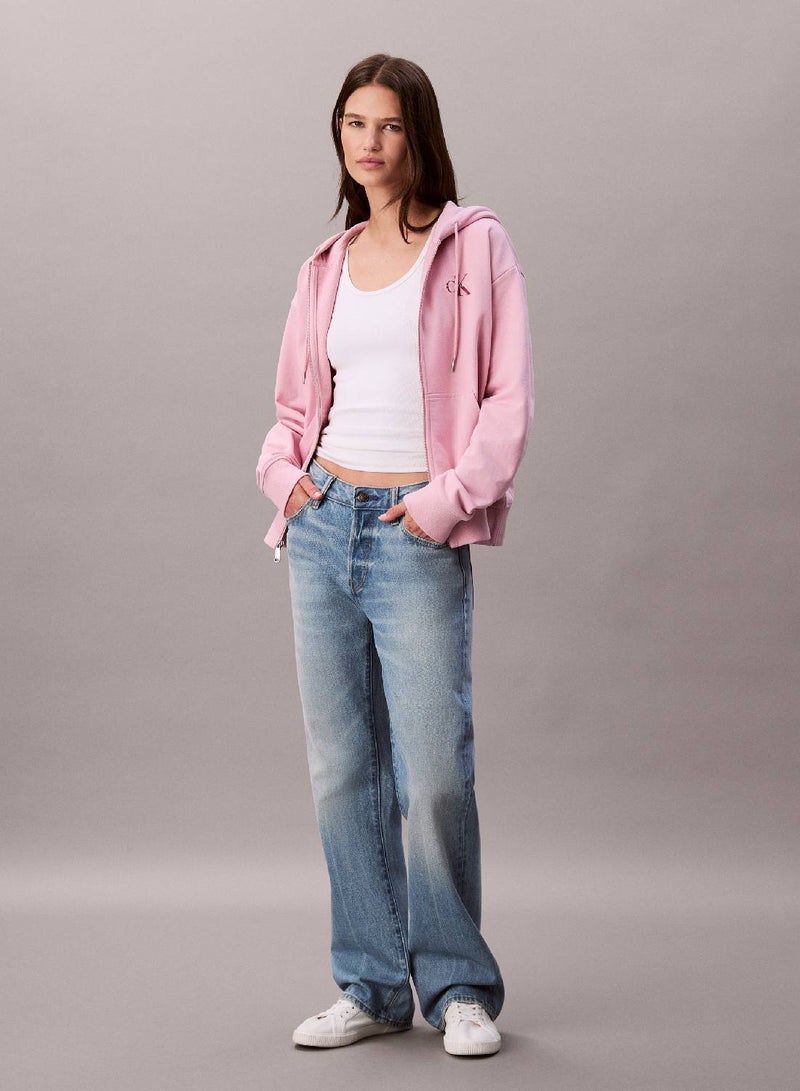 كالفن كلاين جينز هودي مونوغرام بسحّاب - Image 2