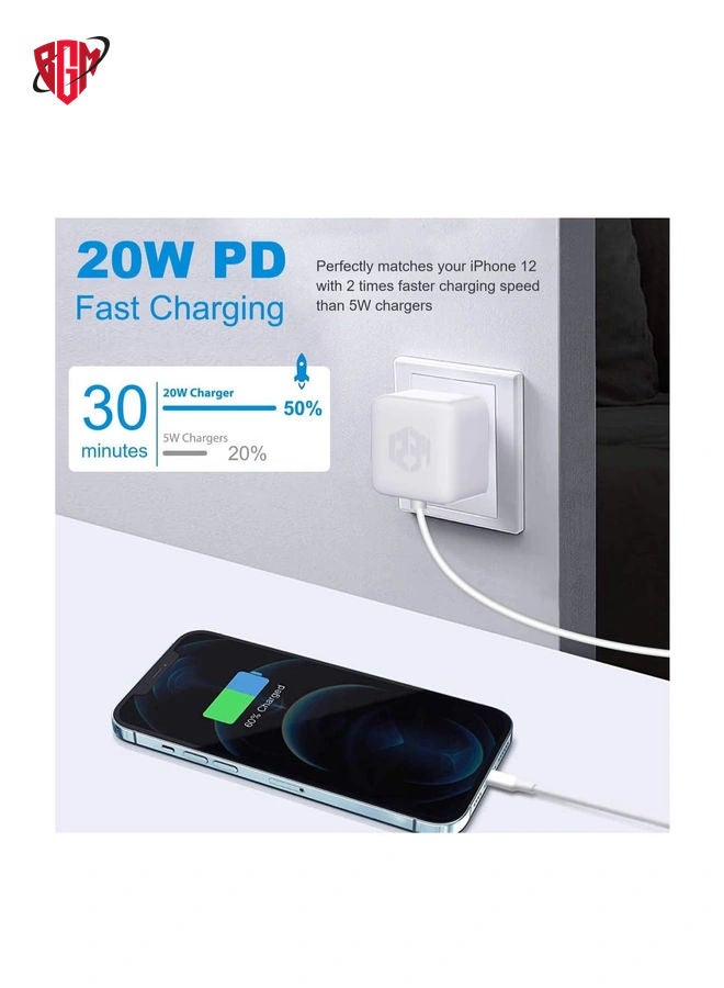 BGM 20W Fast Charging Wall Adapter Compatible with Apple iPhone 12 Pro Max/11 Pro Max/SE, iPad, and More  - Image 2