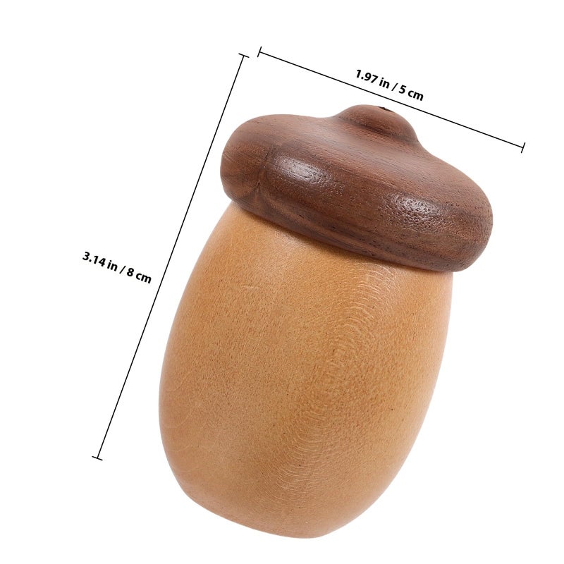 Oak Walnut Acorn Shaped Wooden Toothpick Holder Desktop Container Kitchen Dining Room Decor - Image 3