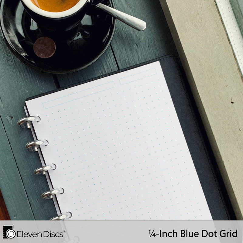 Eleven Discs Discbound Paper, Junior Size Blue Dot Grid Sheets - Premium 120gsm Heavyweight Notebook & Planner Refills - 8 Discs, 5.5 x 8.5 in - Punched for Circa, Arc, TUL (50 Sheets) - Image 3