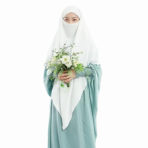 Khalat Muslim Prayer 2 Layers Soft Breathable Hijab Islamic Dubai Women's Instant Long White - Image 2