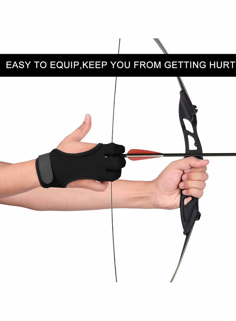 Excefore Archery Glove, Three Finger Leather Archery Protective Gloves Archery Shooting Gloves for Kids, Archery Protective Gear Accessories for Youth Adult Beginner (M Size, Black) - Image 5