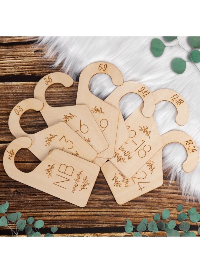 Giftacity Baby Closet Dividers for Clothes Organizer - Set of 7 Adorable Wooden Double-Sided Baby Clothes Size Hanger Organizer from Newborn to 24 Months for Nursery Beautiful DÃ©cor - Image 1