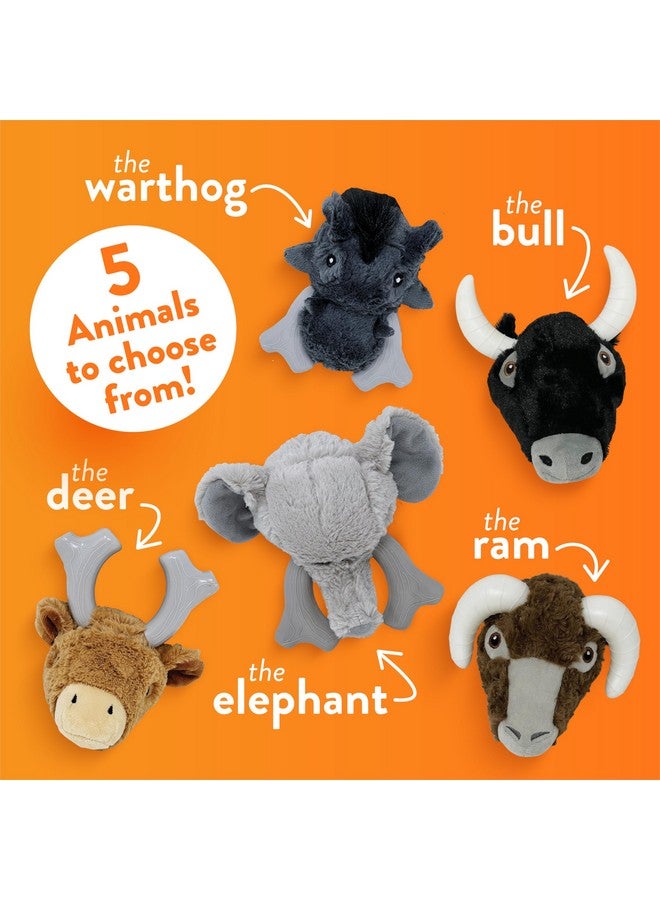 Spunky pup Knucklehead Durable Dog Toy - 2-in-1 Plush & Chew Toy for Aggressive Chewers, Chicken-Flavored Dental Chew, Durable Double-Stitched Squeaker- Bull - Image 4