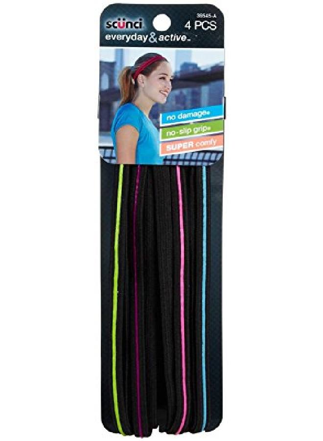Scunci Everyday And Active No Slip Grip Contrast Silicone Headwraps4 Ct - Image 1