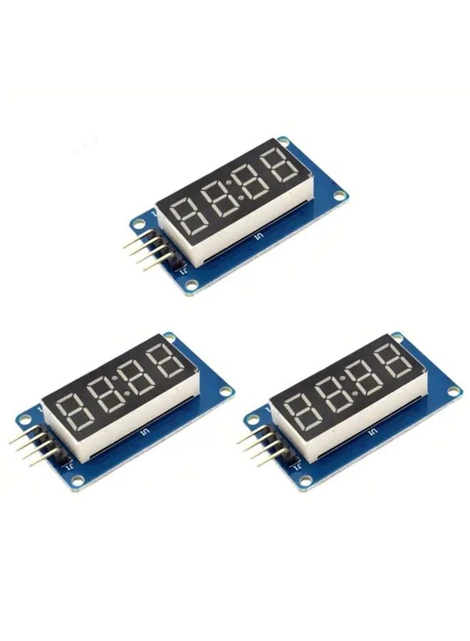 3 قطع وحدة عرض رقمية TM1637 مكونة من 4 أرقام مع سطوع قابل للتعديل وواجهة I2C لـ Arduino وRaspberry Pi وESP32 - Image 1