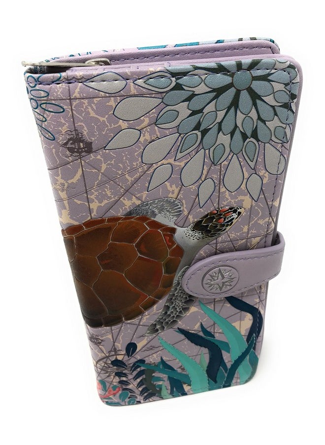 Shag Wear - Sea Turtle Large Animal Wallet For Women Vegan Faux Leather 7 Light Purple - Image 1