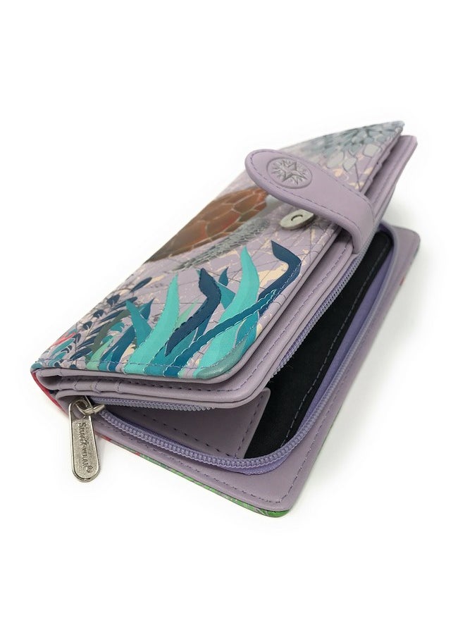 Shag Wear - Sea Turtle Large Animal Wallet For Women Vegan Faux Leather 7 Light Purple - Image 1
