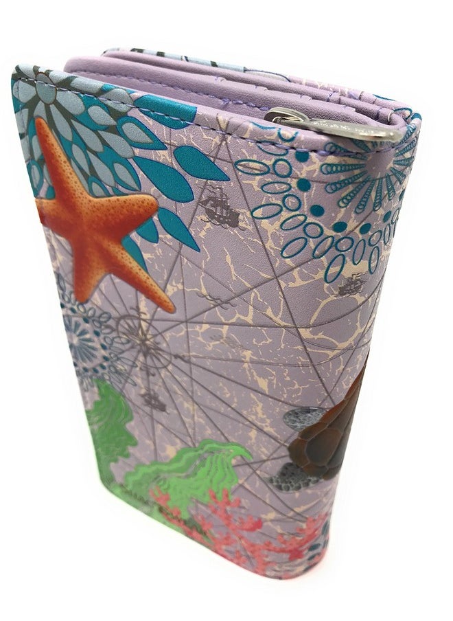 Shag Wear - Sea Turtle Large Animal Wallet For Women Vegan Faux Leather 7 Light Purple - Image 1