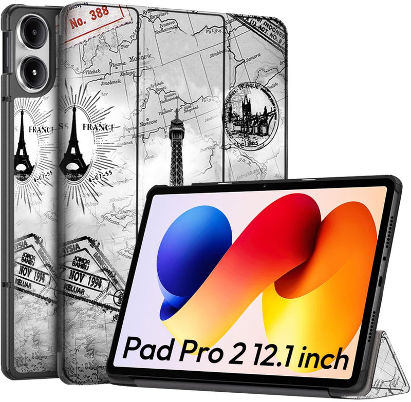 Robustrion Cover for Redmi Pad 2 Pro 12.1 inch Cover Case, Trifold Cover Case for Redmi Pad 2 Pro 5G Tablet Cover [Auto Sleep Wake Support] - Eiffel - Image 1