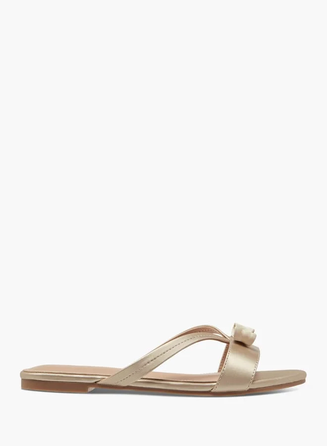 Women Bow Accent Slip-On Sandals