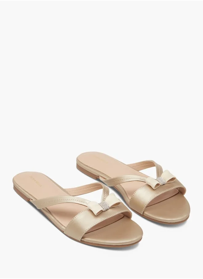 Flora Bella By Shoexpress Women Bow Accent Slip-On Sandals