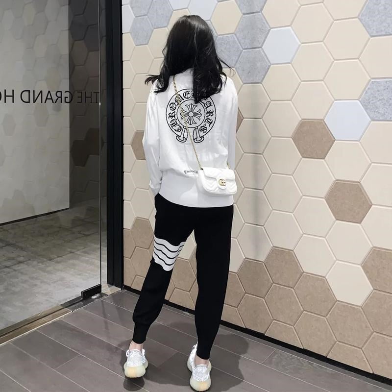 Autumn Womens Slim Fit Joggers with Cuffs 2303 white - Image 5