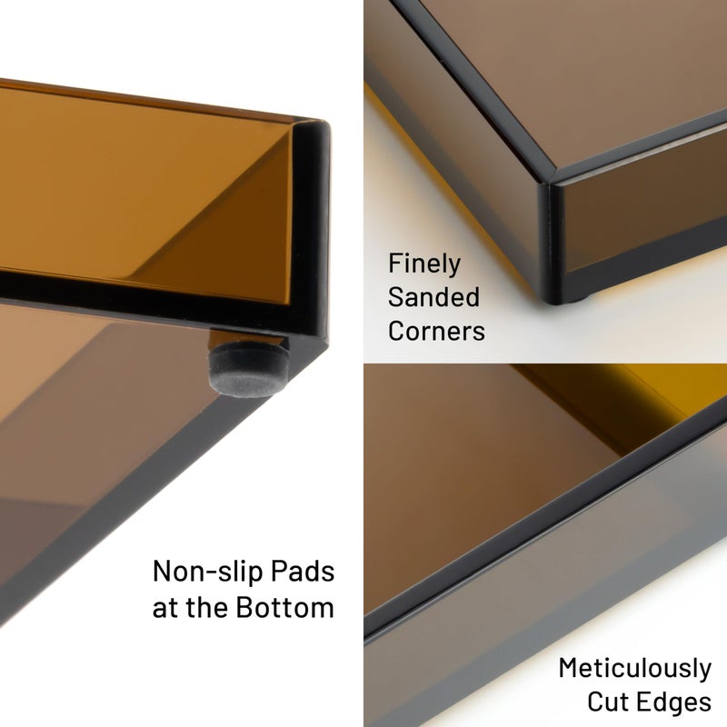 Atzymolin 11"" X 4.3"" Bathroom Vanity Tray Acrylic Decorative Counter Organizer For Soap Dispenser  Perfume  Candle  Makeup - Rectangle Tray For Sink  Toilet Tank  Dresser Home Decor  Small Brown - Image 2