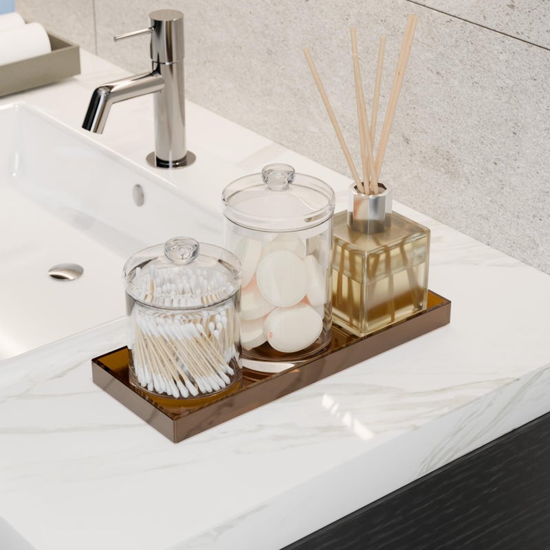 Atzymolin 11"" X 4.3"" Bathroom Vanity Tray Acrylic Decorative Counter Organizer For Soap Dispenser  Perfume  Candle  Makeup - Rectangle Tray For Sink  Toilet Tank  Dresser Home Decor  Small Brown - Image 5