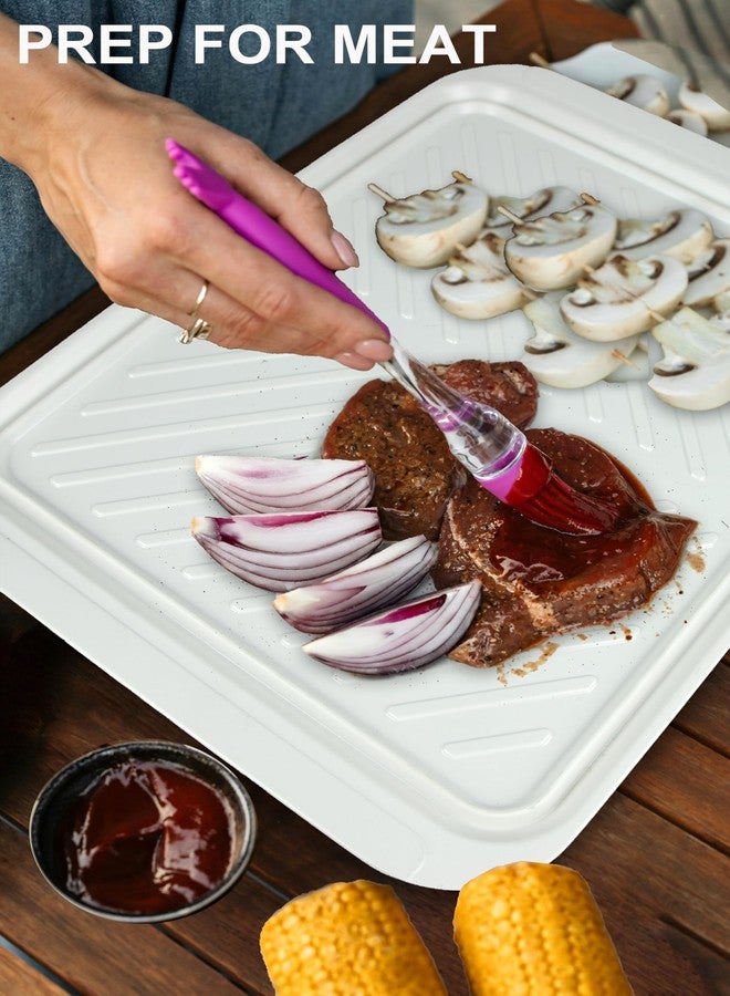 ECOIOU Extra Large Grilling Prep and Serve Trays, 17.3x13 inch BBQ Tray for Raw and Cooked Food, Melamine Serving Trays for Food, Set of 2, Black and White - Image 5