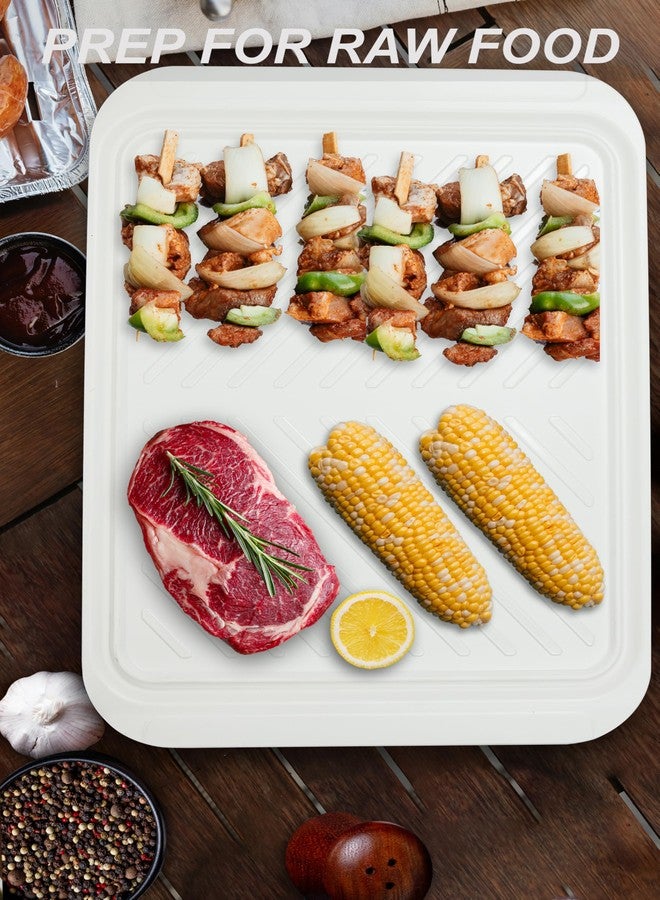 ECOIOU Extra Large Grilling Prep and Serve Trays, 17.3x13 inch BBQ Tray for Raw and Cooked Food, Melamine Serving Trays for Food, Set of 2, Black and White - Image 4