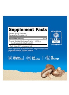 Nutricost Shiitake Mushroom Capsules 1000mg,180 Capsules 90 Servings  - Image 2