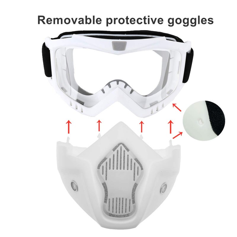 Ljdj Motorcycle Goggles With Removable Face Mask - Dirt Bike Atv Motocross Eyewear Anti-Uv Adjustable Mx Riding Offroad Cycling Motorbike Protective Glasses Racing Combat Tactical Military Goggles - Image 3