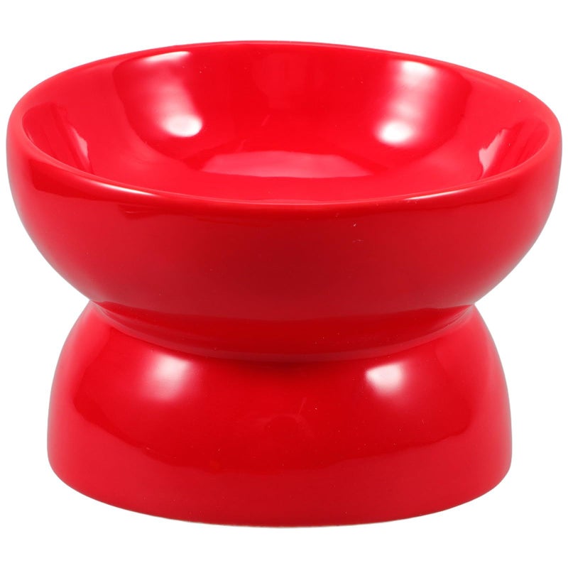 Elevated Ceramic Dog Bowl Slanted Feeder Small Red For Puppies And Small Breeds - Image 2