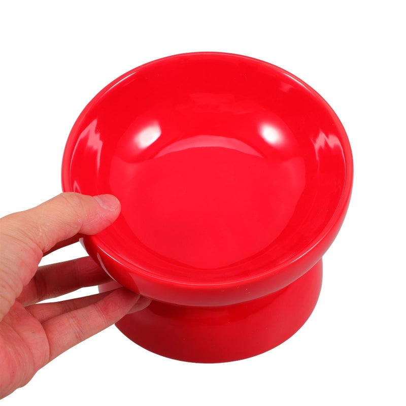 Elevated Ceramic Dog Bowl Slanted Feeder Small Red For Puppies And Small Breeds - Image 5