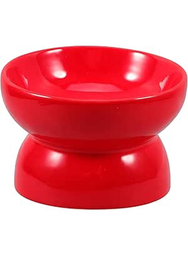Elevated Ceramic Dog Bowl Slanted Feeder Small Red For Puppies And Small Breeds - Image 1