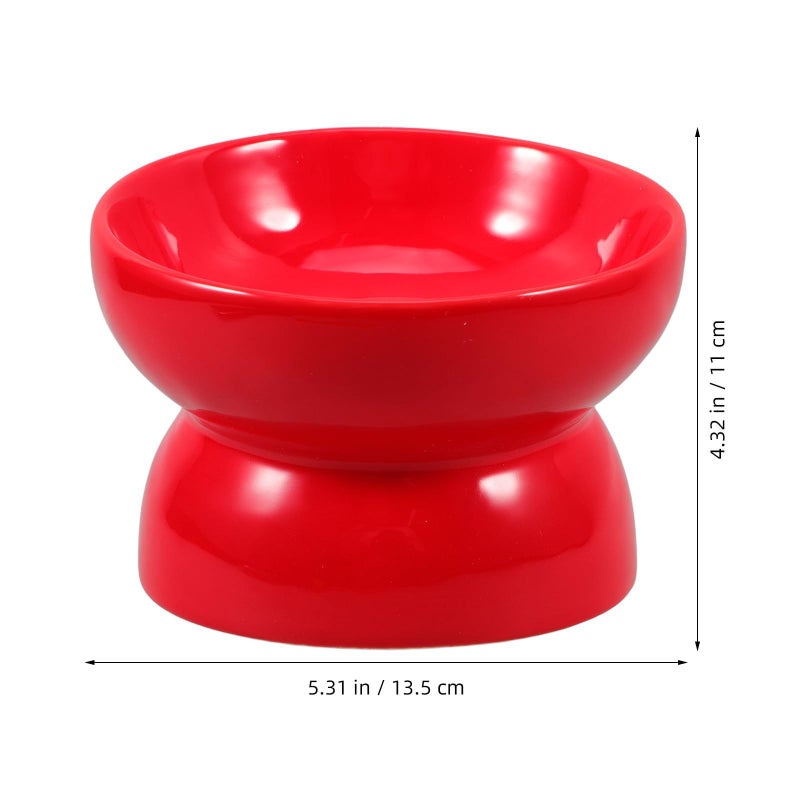 Elevated Ceramic Dog Bowl Slanted Feeder Small Red For Puppies And Small Breeds - Image 3