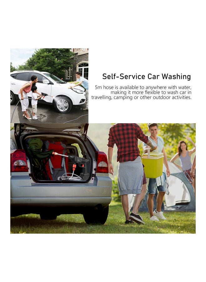 بيوينتي 21V Portable Cordless Pressure Car Washer With Two Batteries Black/Silver/Orange  - Image 4